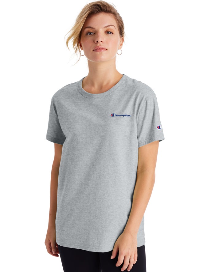 Camiseta Champion Mujer - Boyfriend Script Logo ( Gris ) 8670543-AT